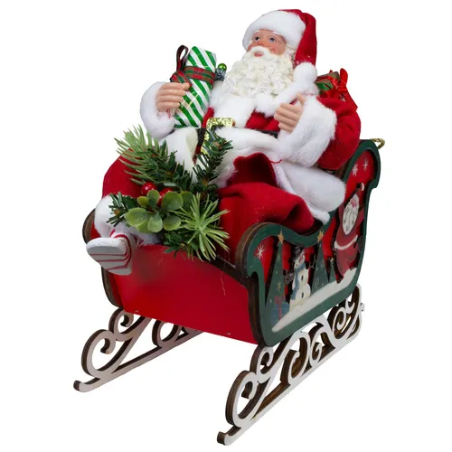 Weihnachtsmann im Holz Schlitten 28cm Deko Figur - Nussknacker Weihnachtsmann Deko Figur, 28 cm hoch und ideal für festliche Weihnachtsdekoration in jedem Raum. Pflegeleicht und klassisch im Design.