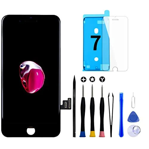 GOLDWANGWANG Display für iPhone 7 LCD Touch Screen Digitizer Ersatz Bildschirm mit komplett kostenlosem Tool und Reparaturanleitung (iPhone 7 Schwarz, 4.7