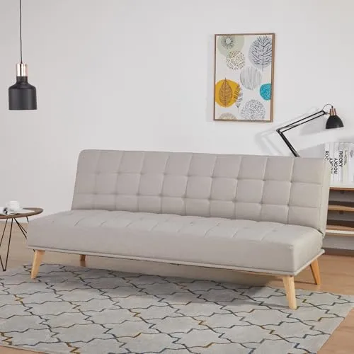 [en.casa] Schlafsofa Pukkila 3-Sitzer mit Schlaffunktion - Sofas & Couches – Praktisches 3-Sitzer-Schlafsofa mit ausklappbarer Liegefläche, ideal für Gäste und entspannte Nächte, elegantes Design in Hellgrau.