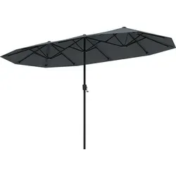 COSTWAY Doppelsonnenschirm 380x200cm mit Kurbel & 12 Streben - Großer Gartenschirm 380 x 200 cm für optimalen Sonnenschutz. Robuste Bauweise mit pulverbeschichtetem Metallgestell, ideal für Terrasse und Garten. Einfache Handhabung durch praktische Kurbel.