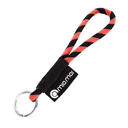 mia mai Tubular Lanyard Schlüsselband (15 cm), Schlüsselring Schlüsselanhänger (Rot/Schwarz)