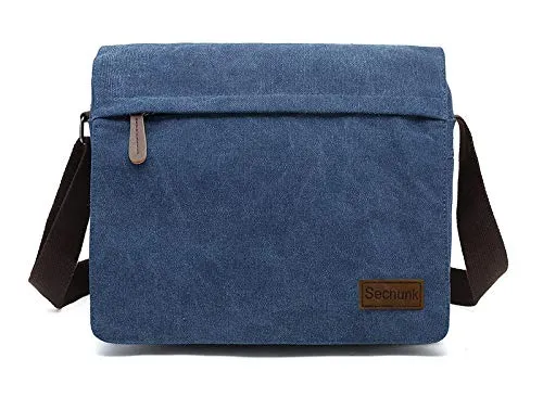 Produktbild Sechunk Kleine Umhängetasche aus Segeltuch im Vintage-Stil (g_Blau, Groß)