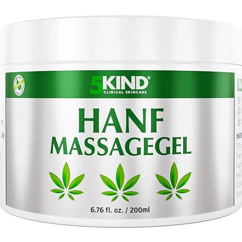 5kind Hanf-Aktivgel Hanfsalbe 200ml – Hochdosiertes Hanfgel – Für Gelenke und Muskeln, Füße, Knie, Nacken, Schultern, Rücken & Muskeln – Gel mit natürlichen Extrakten