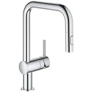 GROHE Küchenarmatur Minta 32322002 - Hochdruck Einhandarmatur aus Messing mit 360° schwenkbarem, ausziehbarem Auslauf und zwei Strahlarten für maximale Flexibilität in der Küche.