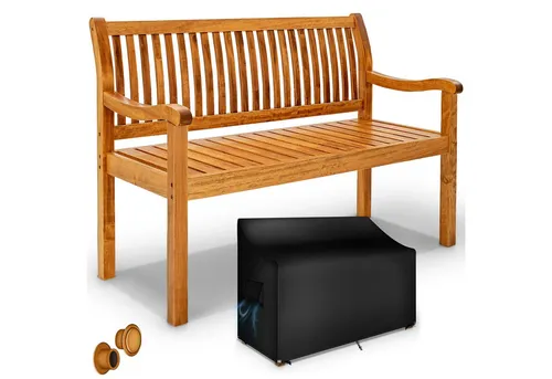 tillvex Gartenbank dunkelbraun 125x62x90 cm - Massivholz Sitzbank für den Innen- und Außenbereich, belastbar bis 320 kg, wetterfest und pflegeleicht - ideal für entspannte Stunden im Garten.