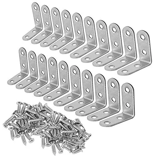 Winkel Metall 20pcs, Stahlwinkel, Winkelverbinder Holz, Metall Winkel, Ecke Klammer Möbel Winkel 90 Grad mit 80 Schrauben, L Form Winkel Bracket Winkel Gestell für Tabelle Stuhl Bücherregal