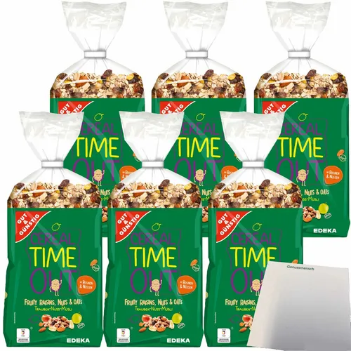 Gut&Günstig Traube-Nuss-Müsli mit Rosinen und Nüssen 6x1000g Packung usy Block