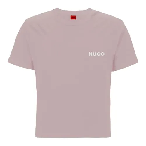 HUGO Pyjama T-Shirt Damen, Light/Pastel Pink - Nachthemden für Damen, locker geschnitten mit Signature Logo in Weiß für ein angenehmes Tragegefühl und weiche Haptik.