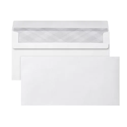 DIN lang Briefumschläge (110 Stück), Selbstklebende Briefumschläge ohne Fenster, weiße Briefumschläge mit Grauem Sichtschutzdruck innen, 110 x 220 mm, 80 g/m²