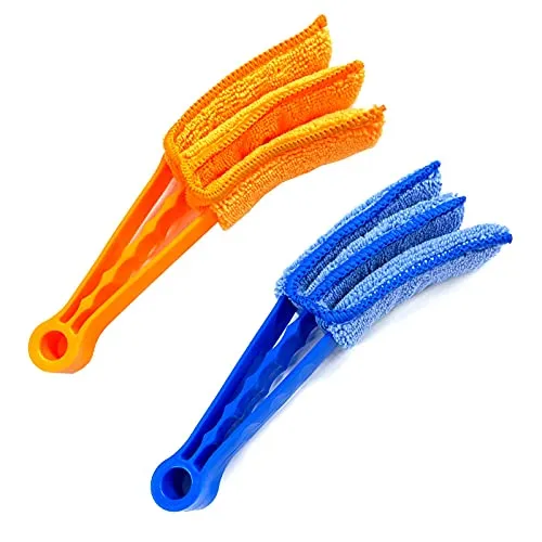 2er Set Jalousien Reiniger Microfaser Jalousienreiniger Wischer Lamellen Bürste Lamellenreiniger Jalousie Staubwischer