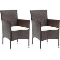vidaXL Garten-Essstühle 2 Stk. Poly Rattan Braun - Moderne Gartenstühle aus robustem Poly Rattan, wetterbeständig und ergonomisch für maximalen Komfort. Ideal für jeden Außenbereich – rustikal und stilvoll zugleich.