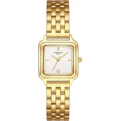 Glanzstücke München Damen Armband-Uhr Gelbgold Edelstahl 10130042 - Elegante Damen-Armbanduhr mit quadratischem Gehäuse in glänzendem Gelbgold und einem mattierten weißen Zifferblatt. Präzises Quarzwerk und individuell kürzbares Gliederarmband für idealen Tragekomfort.
