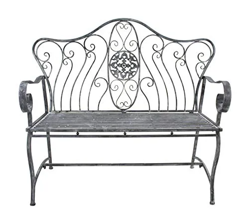 DARO DEKO Metall Sitz-Bank 125cm grau Gartenbank