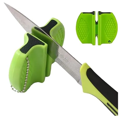 Pocket Keramik Messerschärfer, schwarz, 7,5cm x 5,8cm x 2,5cm, perfektes Ergebnis ohne Vorkenntnise dank Keramikfedern (GREEN)