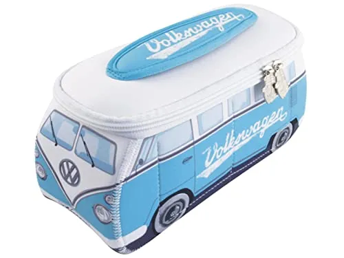 BRISA VW Collection - Volkswagen Neopren Universal-Schmink-Kosmetik-Kultur-Reise-Apotheke-Tasche-Mäppchen-Beutel T1 Bulli Bus (Türkis/Klein)