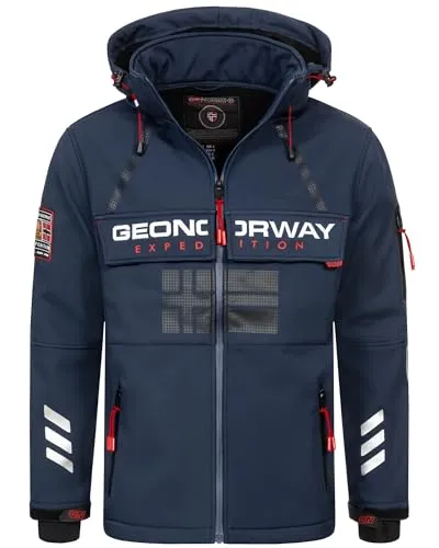 Geographical Norway Herren Herbst Winter Jacke Softshell Jacke Windbreaker Übergangs Regen Jacke Sport, Farbe:Navy, Größe:S 46