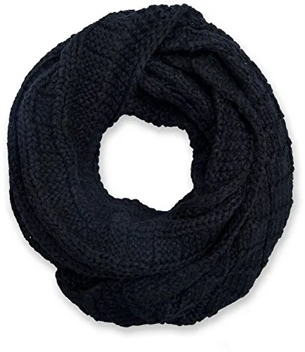 styleBREAKER Unisex Strick Loop Schal kariert, Uni Feinstrick Schlauchschal, Winter Strickschal 01018154, Farbe:Schwarz