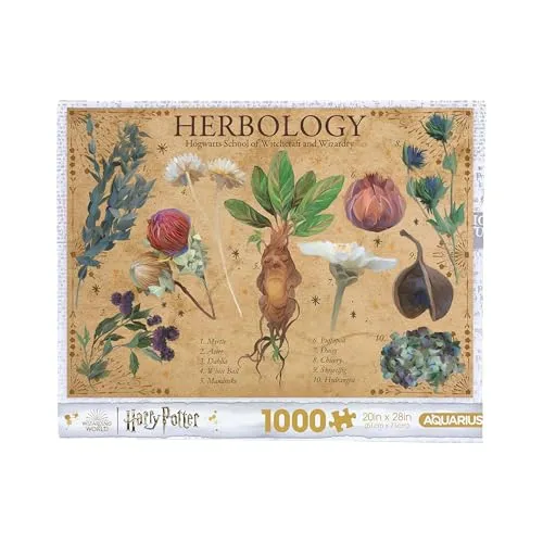 Aquarius Harry Potter Herbology Puzzle (1000 Teile) - Standard-Puzzle mit 1000 Teilen, offiziell lizenziert und ideal für Harry Potter-Fans, Maße: 71 x 50 cm für ein beeindruckendes Ergebnis.