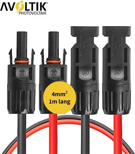 1m MC4 Solarkabel Paar 4mm² Verbindungskabel PV Kabel Verlängerungskabel Solarmodul