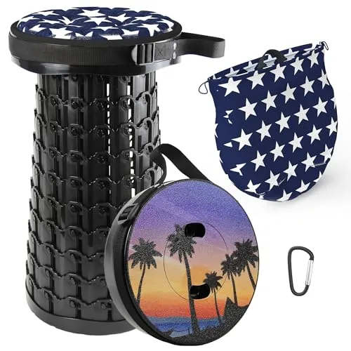 ALEVMOOM Tragbarer Klapphocker,Camping Hocker Teleskophocker,Klappbarer Hocker,Mini Leichte Campinghocker für Outdoor Camping Angeln BBQ Drinnen Küche,Belastung 600lbs