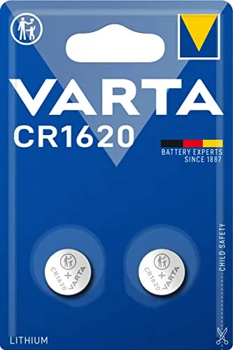 VARTA Knopfzellen CR1620, 2 Stück - Lithium Coin Batterien mit 3V, ideal für elektronische Kleingeräte. Premium Qualität mit bis zu 10 Jahren Lagerzeit, optimale Energieversorgung für Autoschlüssel, Fernbedienungen und mehr.