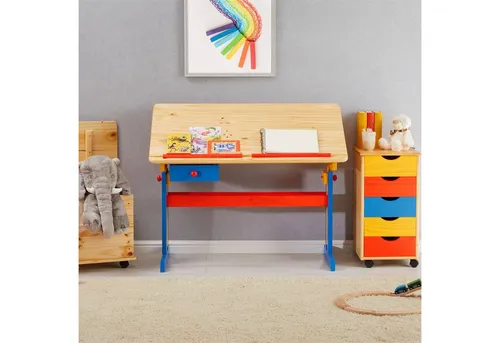 IDIMEX Kinderschreibtisch Flexi mit Kippfunktion - Matratzen und Schreibtische: Höhenverstellbarer Kinderschreibtisch aus massivem Kiefernholz, schadstoffarm, ideal für ergonomisches Lernen und Spielen.