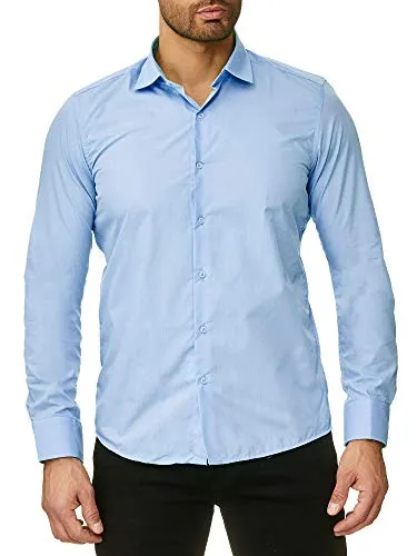 Reslad Herren Hemd Slim Fit Bügelfrei Langarm Hellblau XL - Stylisches Slim Fit Herrenhemd in Hellblau, ideal für Freizeit und besondere Anlässe. Das bügelfreie Design sorgt für mühelosen Tragekomfort und einfache Pflege. Perfekt kombinierbar für jeden Look.