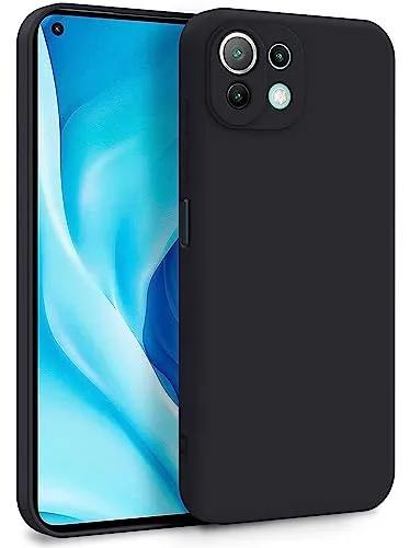 MyGadget Hülle für Xiaomi Mi 11 Lite 5G - Zweilagige Handyhülle mit Kameraschutz - Cover mit Innenfutter & Silikon außen - Schwarz