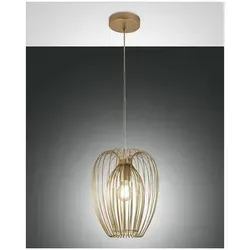Fabas Luce CAMP Pendelleuchte E27 1x40W gold edelmatt - Lampen - Trendige Drahtkorb-Pendelleuchte mit integriertem Doppelkorb, bietet elegantes Design und 2 Jahre Garantie für höchste Qualität.