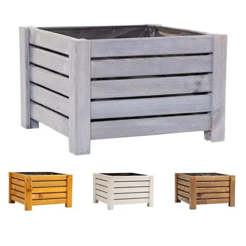 BooGardi Blumenkasten aus Holz · 4 Farben und 2 Größen · Anthrazit 38x38x25cm · Pflanzkasten Garten Balkon Terrasse · Balkonkasten Blumen Kräuter Pflanzen