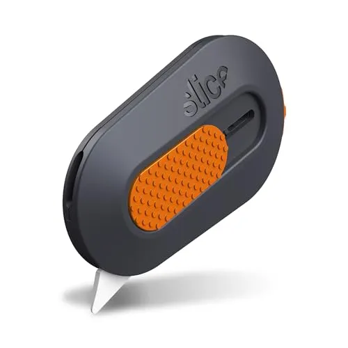 Slice 10515 Mini Cutter mit manueller Klingenverstellung • Mini Cuttermesser mit Magnet + Schlüsselband-Öse • Kleines Sicherheitsmesser mit Keramikklinge • Für Verpackungen, Kartons, Folien