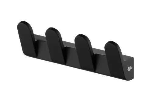 Bisk 02952 Haken für Bademäntel Futura - Kleiderhaken in Schwarz mit mattem Finish, ideal für die Wandmontage und rostfreies Zink für lange Haltbarkeit. Perfekt für bis zu vier Bademäntel und einfach zu installieren.