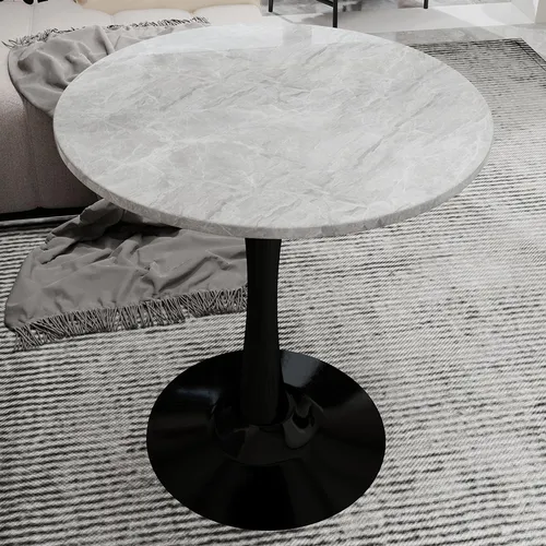 MODFU Couchtisch im Mid-Century-Modern-Stil mit runder Marmorplatte - Eleganter Beistelltisch mit 70 cm Durchmesser. Der runde Tisch begeistert durch minimalistisches Design und fügt sich stilvoll in jedes Wohnzimmer ein. Vielseitig einsetzbar als Couchtisch oder Ablage in verschiedenen Räumen.