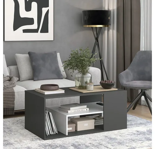 Vicco Couchtisch Edgar, Anthrazit/Weiß, 110 x 59 cm