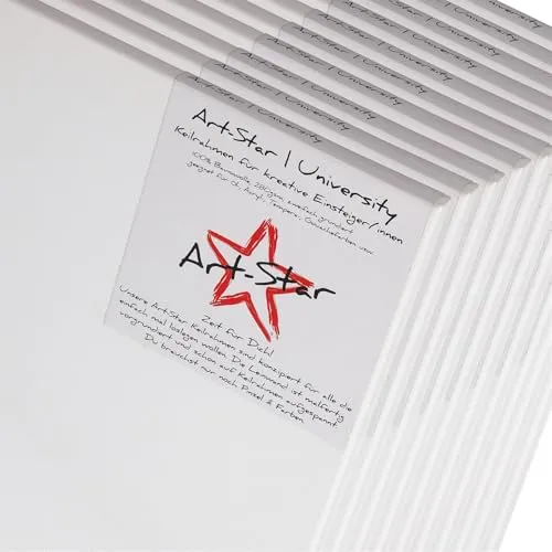 ART-STAR LEINWÄNDE 20x30cm - Bespannte Leinwand auf Holz Keilrahmen, ideal für Malanfänger und kreative Projekte, aus 100% Baumwolle, perfekt für individuelle Kunstwerke.