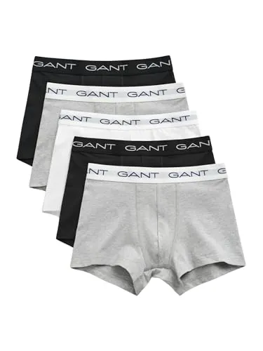 GANT Herren Trunk 5-Pack Boxershorts, Light Grey Melange, XL EU