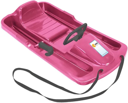 KHW Lenkschlitten Snow Fox Pink - TÜV-geprüft, 95 cm, modernes Design mit hervorragenden Fahreigenschaften und sicherer Bremse für Spaß im Schnee