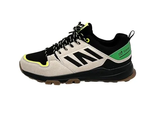 Ablovo® Herren Trekkingschuhe Outdoor Wanderschuhe Sportschuhe (Beige-Schwarz-Grün, EU Schuhgrößensystem, Erwachsene, Herren, Numerisch, M, 43)
