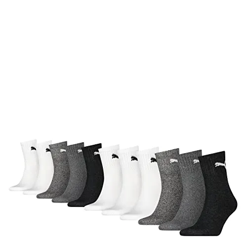 PUMA Short Crew Sport Socken Damen Herren 11P (47-49, Anthracite/White)