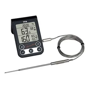 TFA Grillthermometer Küchen-Chef 14.1512 - digitales Grill- und Ofenthermometer mit Kabel, präzise Kerntemperaturkontrolle und Alarmfunktion für perfektes Garen