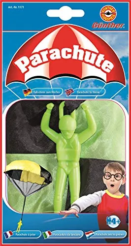 Paul Günther 1171 - Parachute, Fallschirm zum Werfen mit 46 cm Durchmesser, fördert Spaß und Bewegung für Kinder ab 4 Jahren