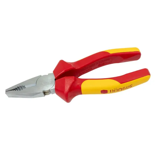 Dönges Kombizange VDE-isoliert, DIN ISO 5746 - Hochwertige Kombizange für Elektriker und Handwerker. Mit induktiv gehärteten Schneiden für präzise Schnitte und ergonomischen, isolierten Griffen für maximalen Schutz.
