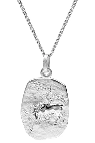 trendor Sternzeichen Stier Halskette Silber 925 - Elegante Kette für Damen und Herren mit Stier-Anhänger aus rhodiniertem Sterlingsilber 925, ideal als zeitloses Geschenk und Glücksbringer.