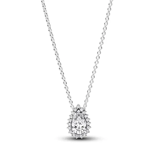 PANDORA Timeless Funkelnde Birnen-Kranz Collier-Halskette 45cm - Elegante Damenkette aus Sterling Silber mit funkelnden Zirkonia-Steinen, verstellbar und perfekt für jeden Anlass.