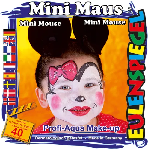 Eulenspiegel Motiv-Set Mini Maus, Schmink-Set mit Schmink-Anleitung und 1 Pinsel