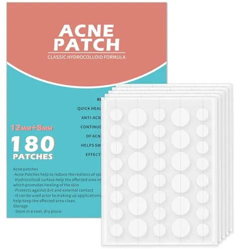 Rnitle Acne Patches,180 Stück Acne Behandlung Acne Retalhos Acne Retalhos Kur Retalhos für Gesichtsakne Atmung Acne Absorbierend Acne 12mm/8mm