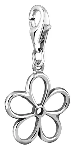 Nenalina Blume Karabiner Charm Anhänger aus 925 Sterling Silber - Eleganter Clasp Charm für Damen, aus hochwertigem 925er Sterlingsilber mit vielseitigen Kombinationsmöglichkeiten für Bettelarmbänder und Ketten.