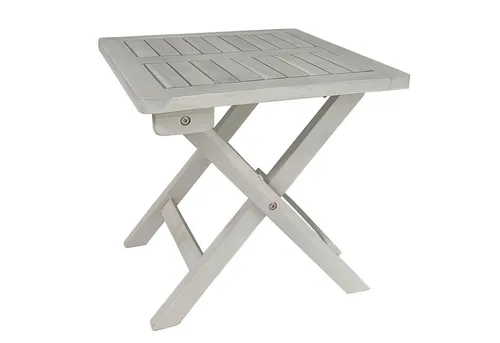 Beistelltisch Holztisch 40x40 cm - Klapptisch in Weiß - Gartentisch aus hochwertigem Akazienholz, klappbar und wetterfest, ideal für kleine Balkone oder als Kaffeetisch im Garten.
