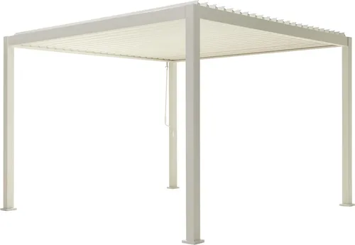 Mirador Pergola Deluxe 3,6x3,6 - Elegante Terrassenüberdachung - Pavillons & Pergolen, aus langlebigem Aluminium in Weiß, mit verstellbarem Lamellendach für flexiblen Sonnenschutz und optimalen Komfort.