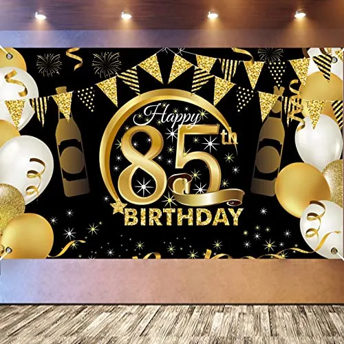 PLATEYTR 85. Geburtstag Party Dekoration, Banner Roségold, Extra Große Fotografie Hintergrund Schild Poster für Kuchen/Tabelle/Mauer/Garten